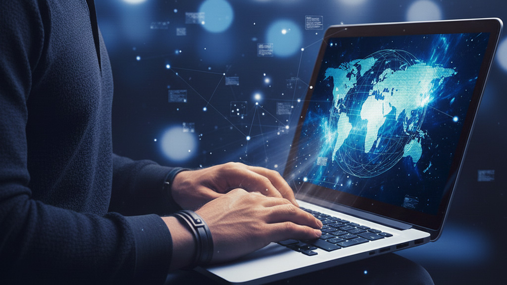 man using a laptop to explore global markets